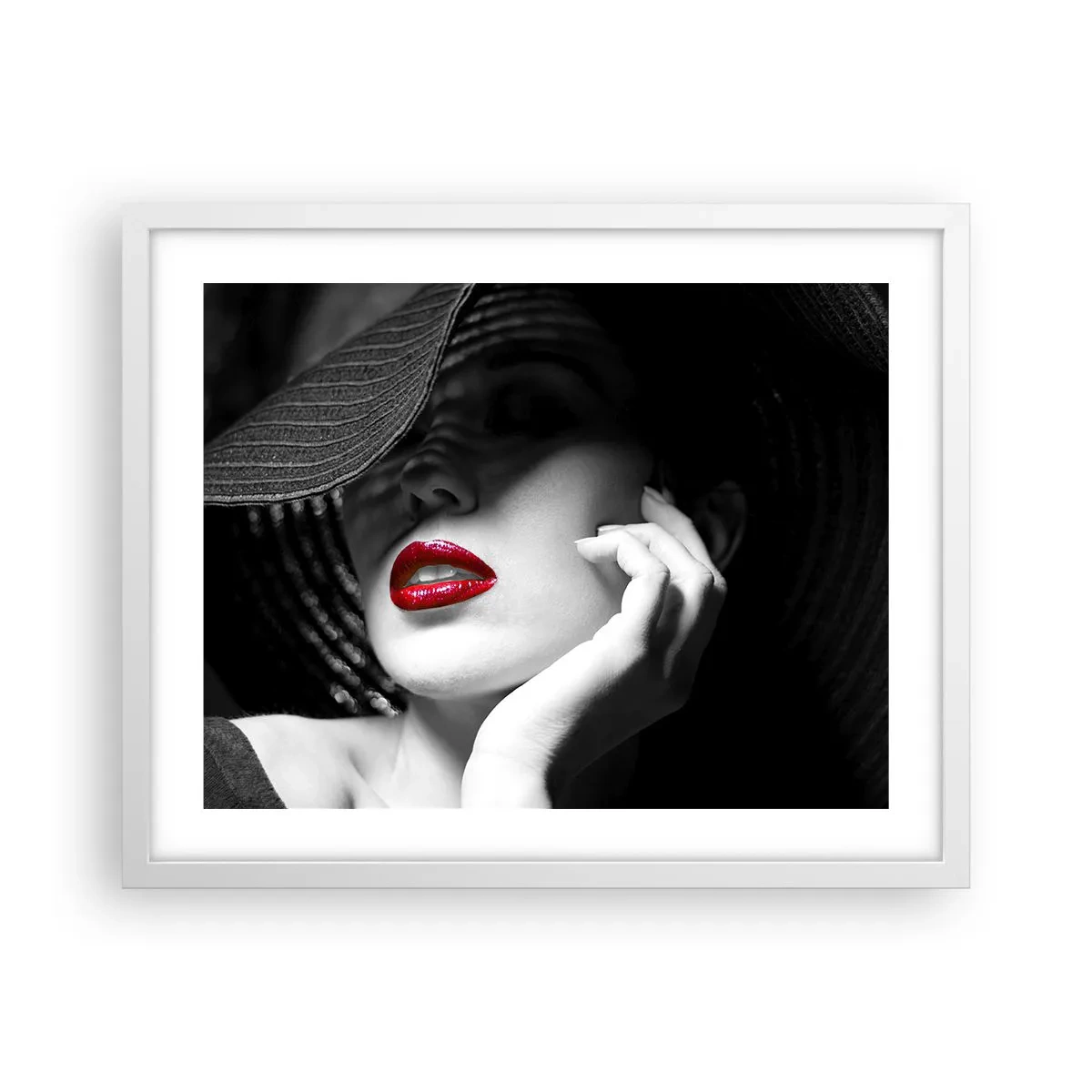 Poster in einem weißen Rahmen - Eine Studie in Scharlachrot - 50x40 cm