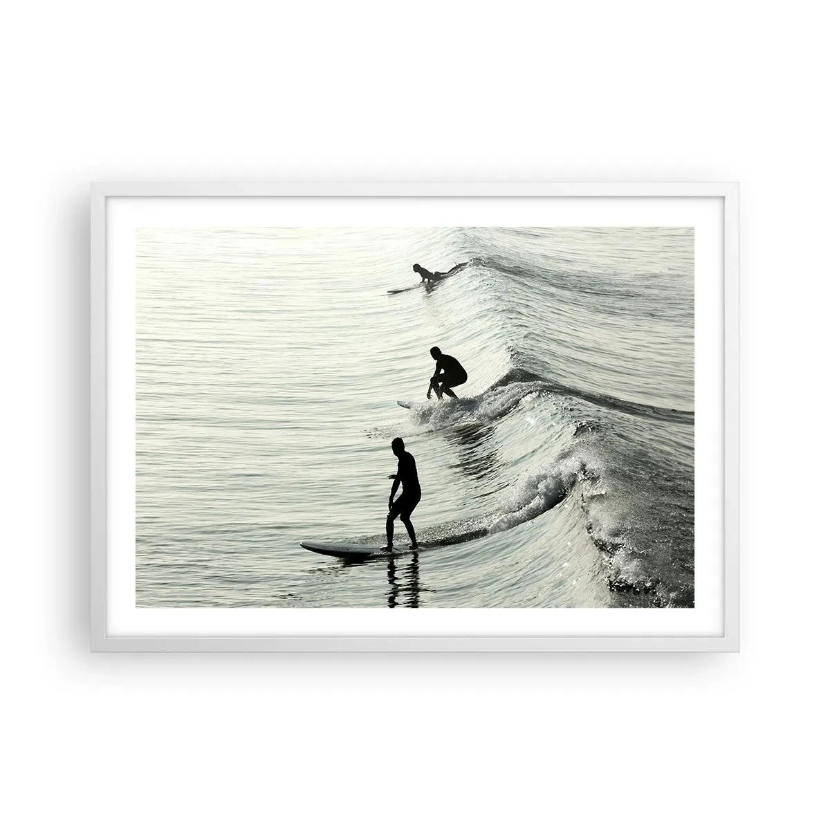 Poster in einem weißen Rahmen - Gegen die Welle - 70x50 cm