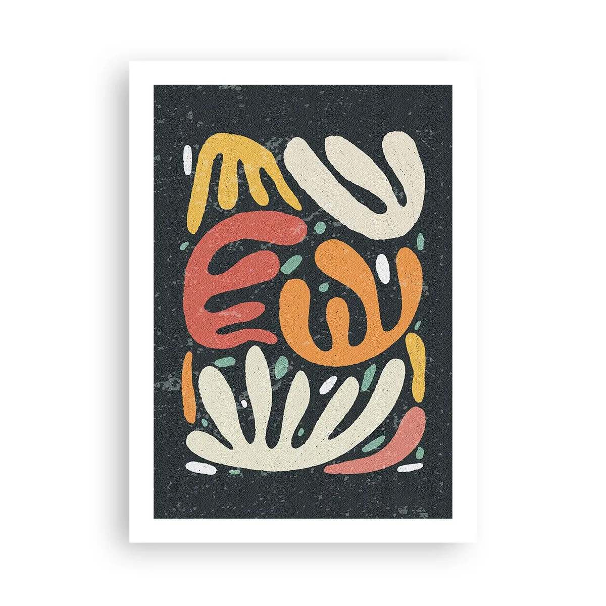 Poster - Bunte organische Formen auf dunklem Hintergrund - 50x70cm - Komposition – Ich erwische dich gleich - Moderne Wanddekoration für Wohnzimmer und Schlafzimmer ARTTOR