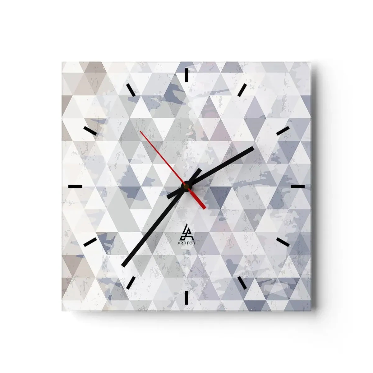 Wanduhr - Glasuhr - Geometrisches Dreiecksmuster in Pastelltönen - 30x30cm - Im Rhythmus auf drei - Moderne Wanddekoration für Wohnzimmer und Schlafzimmer ARTTOR