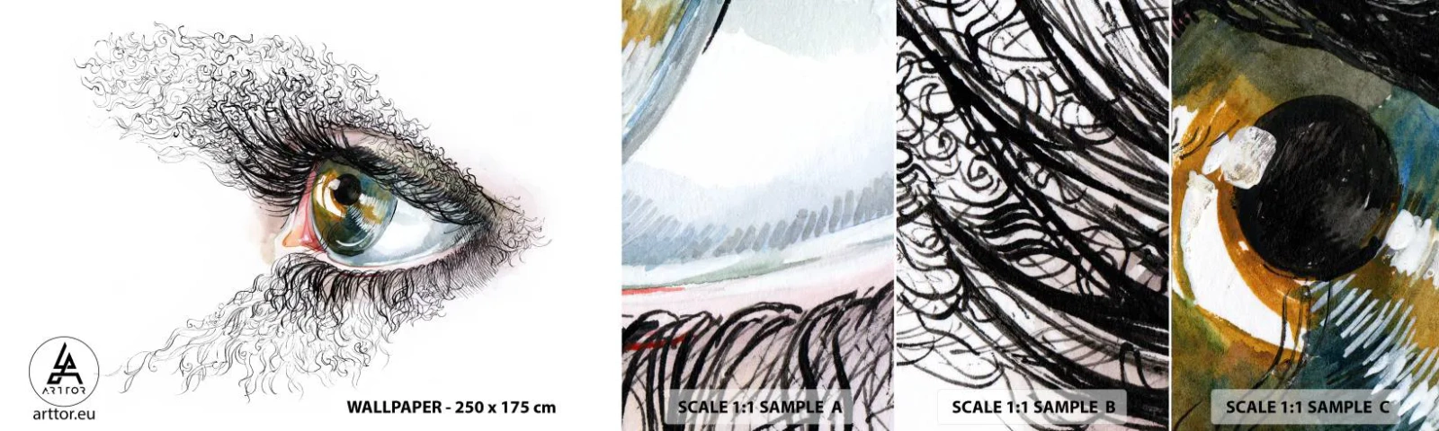 Fototapeten Muster Selbstklebend Deluxe Sticker - Schau direkt in die Seele - Abstraktion, Grafik, Auge - 100x30 cm