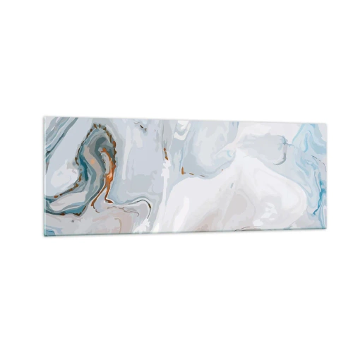 Glasbild - Bild auf glas - Abstrakte Wellen in Blau- und Weißtönen - 140x50cm - Das Weiß wird erhoben - Moderne Wanddekoration für Wohnzimmer und Schlafzimmer ARTTOR