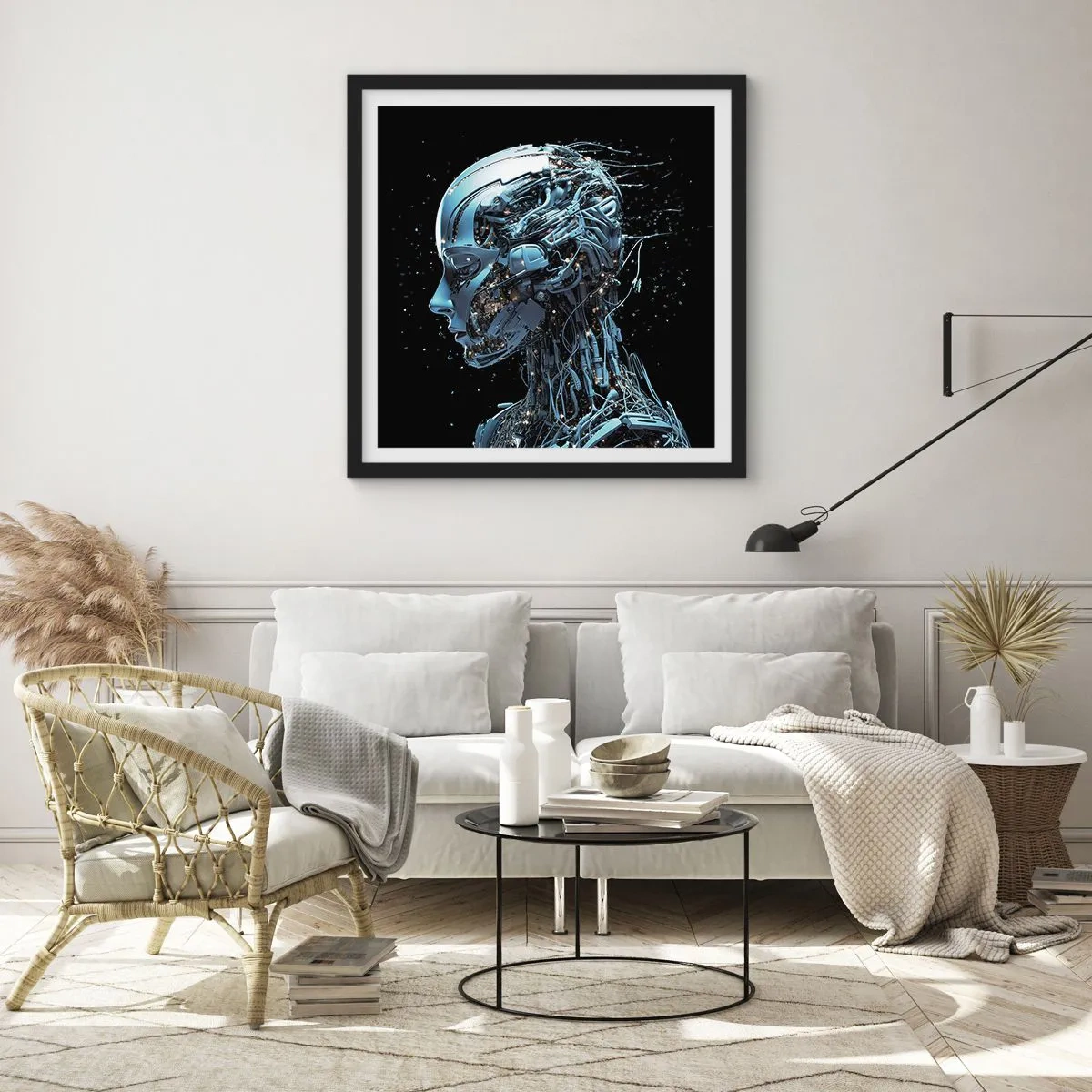 Poster in einem schwarzem Rahmen - Technologie ist eine Frau - 40x40 cm