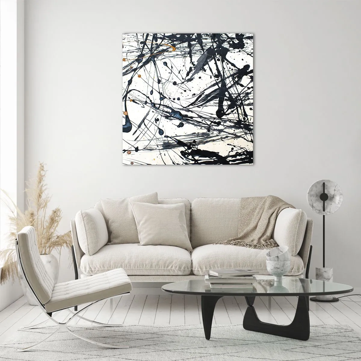 Glasbild - Bild auf glas - Expressionistische Abstraktion - 50x50 cm