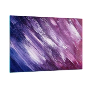 Glasbild - Bild auf glas - Abstraktes Gemälde in Lila- und Weißtönen - 120x80cm - Wenn der sonnige Wind weht - Moderne Wanddekoration für Wohnzimmer und Schlafzimmer ARTTOR