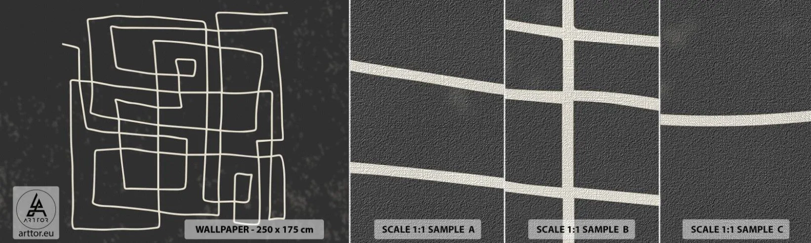 Fototapeten Muster Premium Canvas - Nicht so einfach - Abstraktion, Stück, Schwarz und weiß - 100x30 cm