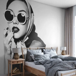 Fototapete Premium Canvas - Grüße aus den 1960er Jahren - Frau, Das Gesicht einer Frau, Jahrgang - 450x315 cm