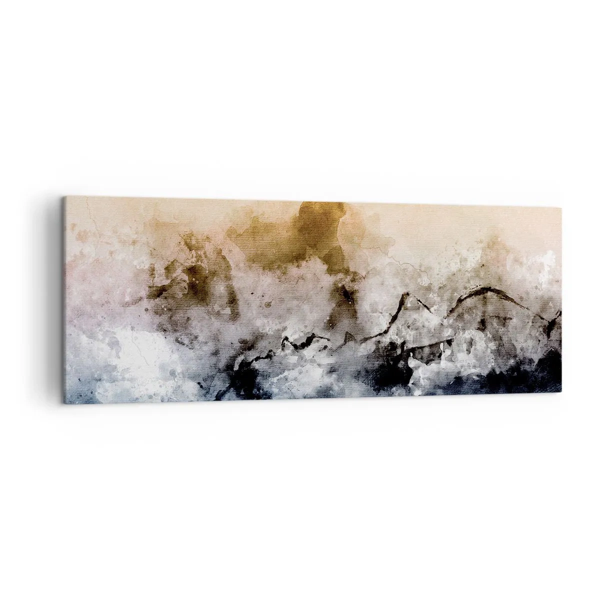 Bild auf Leinwand - Leinwandbild - Abstrakte Landschaft mit Nebel und dezenten Farben - 140x50cm - In einer Nebelwolke ertrunken - Moderne Wanddekoration für Wohnzimmer und Schlafzimmer ARTTOR
