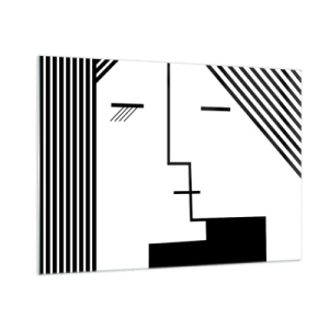 Glasbild - Bild auf glas - Eine grafische Interpretation eines Kusses im minimalistischen Stil - 100x70cm - Einfach ein Kuss - Moderne Wanddekoration für Wohnzimmer und Schlafzimmer ARTTOR