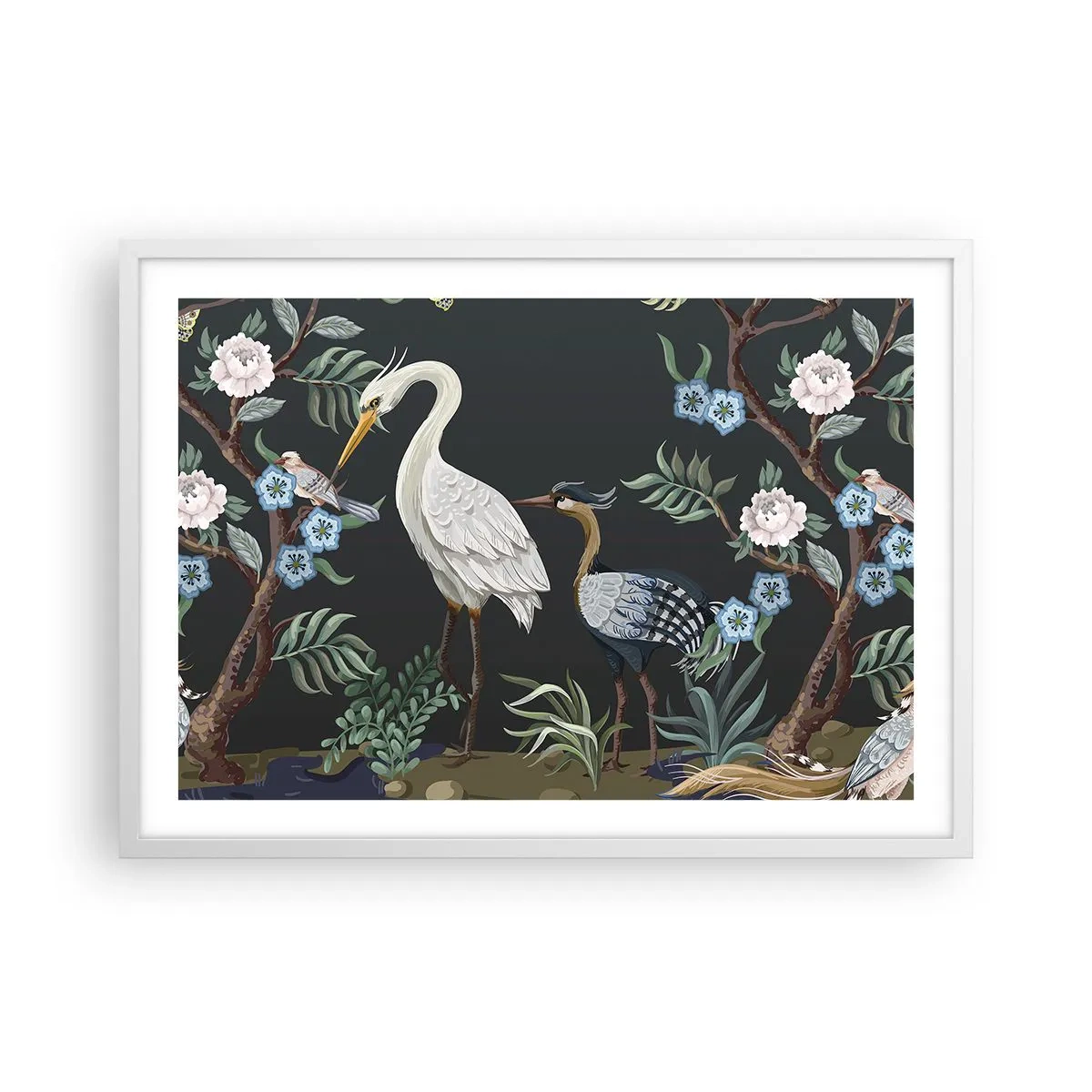Poster in einem weißen Rahmen - Vogelparade - 70x50 cm