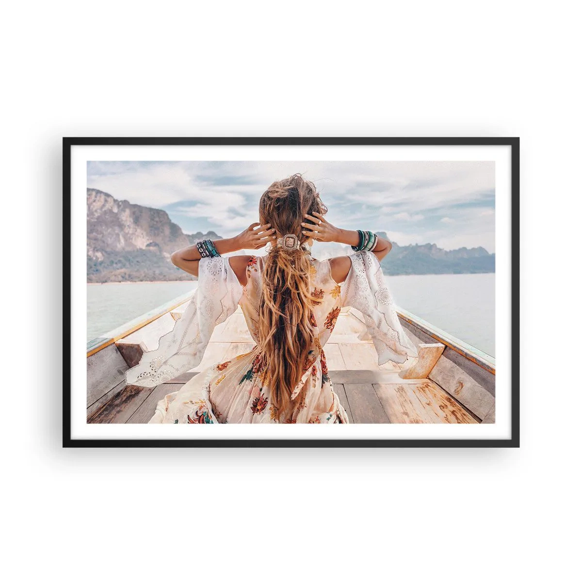 Poster in einem schwarzem Rahmen - Auf dem Weg zum Glück - 91x61 cm