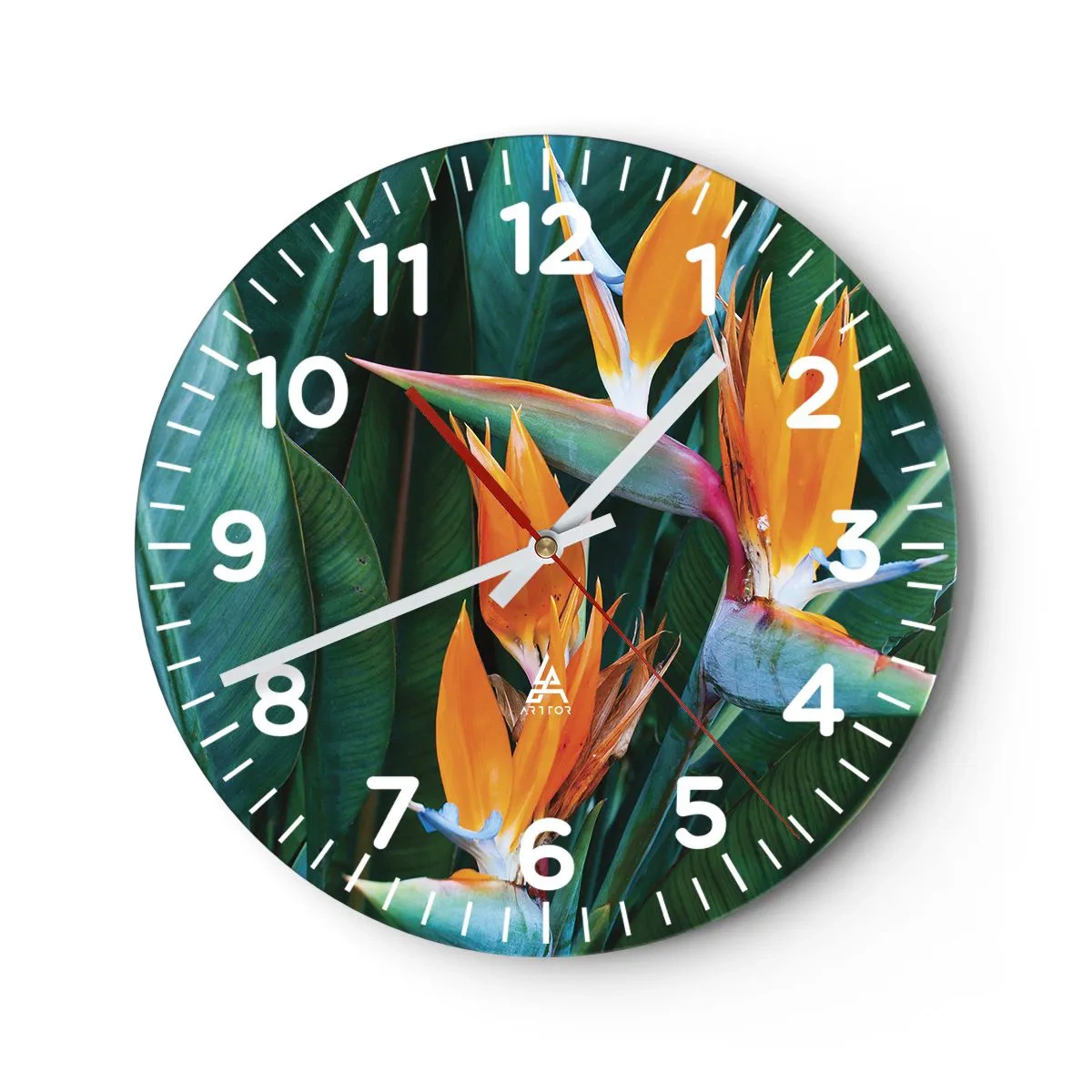Wanduhr - Glasuhr - Ist es eine Blume oder ist es ein Vogel? - 40x40 cm