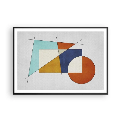 Poster in einem schwarzem Rahmen - Eine modernistische Komposition aus geometrischen Formen und Farben - 100x70cm - Abstraktion: modernistisches Spiel - Moderne Wanddekoration für Wohnzimmer und Schlafzimmer ARTTOR