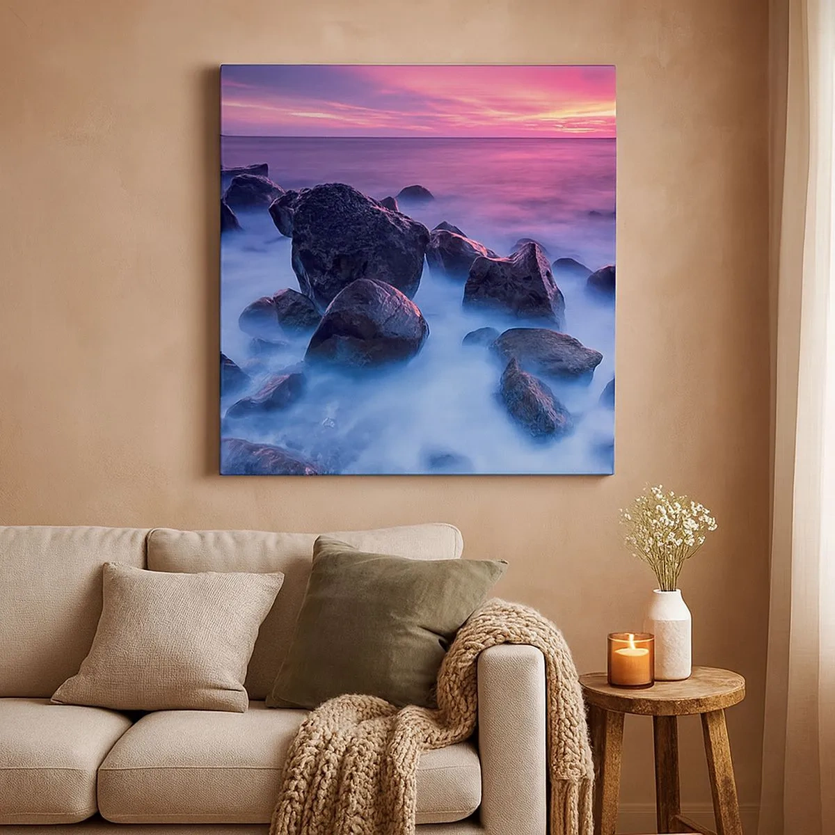 Bild auf Leinwand - Leinwandbild - Geburt bei Licht und Nebel - 30x30 cm