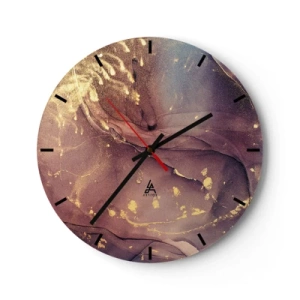 Wanduhr - Glasuhr - Abstrakte Komposition mit Textur und goldenen Akzenten - 30x30cm - Materie und Geist - Moderne Wanddekoration für Wohnzimmer, Küche und Schlafzimmer ARTTOR