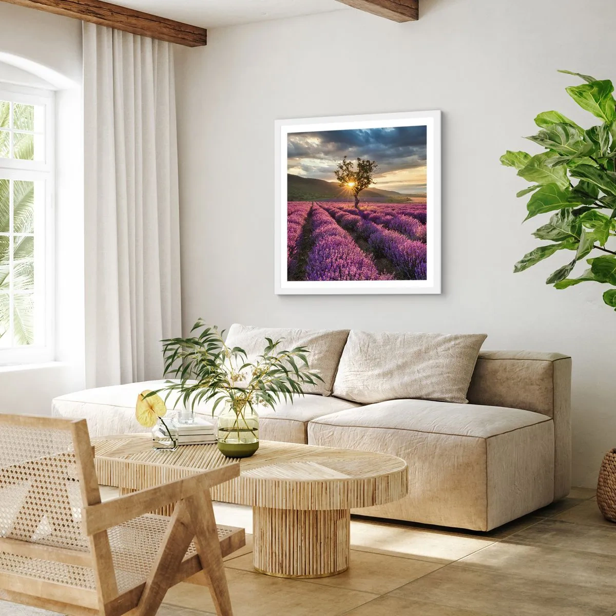 Poster in einem weißen Rahmen - Fliederfarbenes Aroma - 40x40 cm