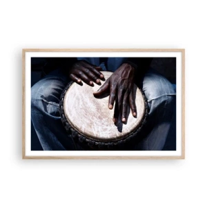 Poster in einem Rahmen aus heller Eiche - Lebe in deinem eigenen Rhythmus - 91x61 cm
