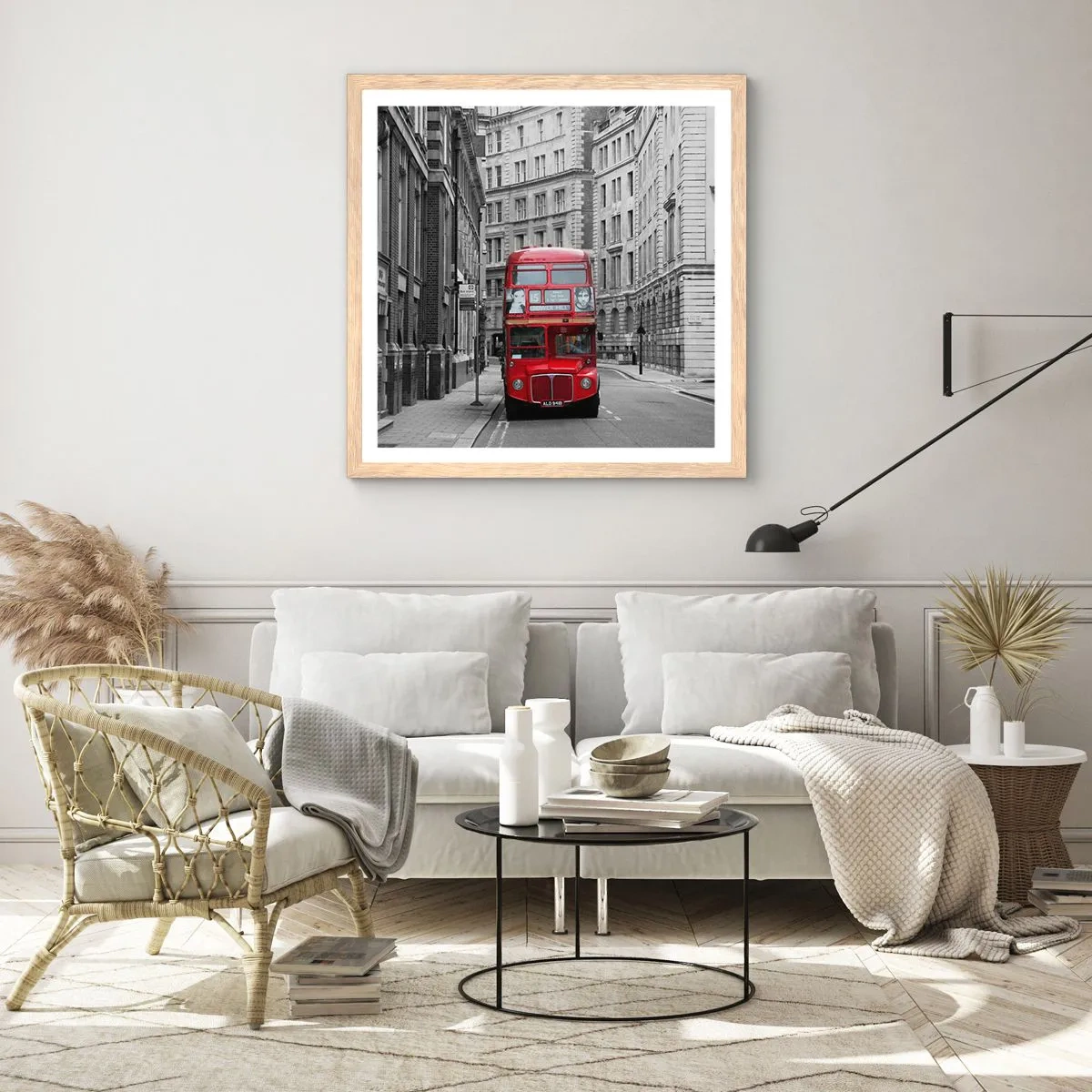 Poster in einem Rahmen aus heller Eiche - Der Alltag muss nicht grau sein - 30x30 cm