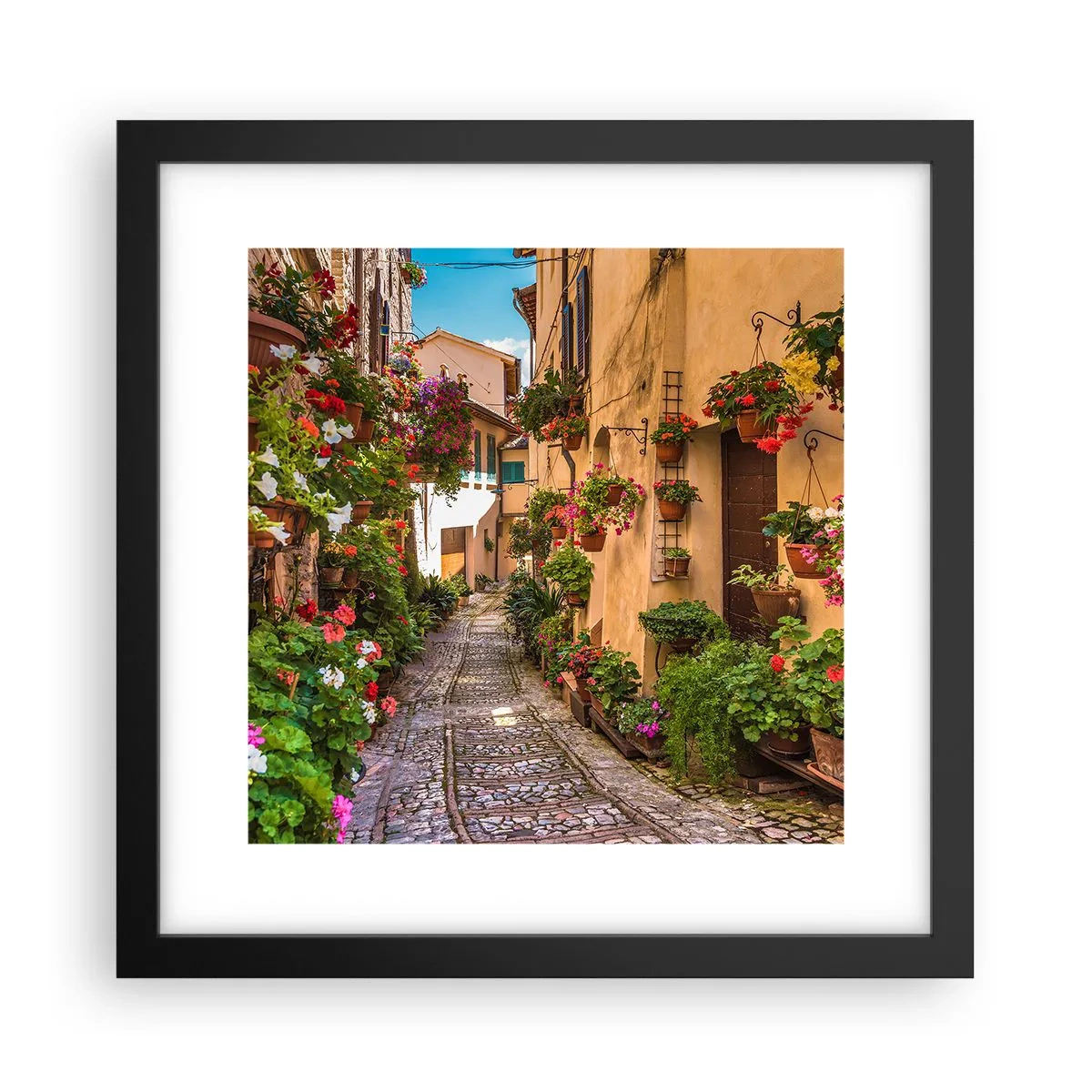 Poster in einem schwarzem Rahmen - Italienische Gasse - 30x30 cm