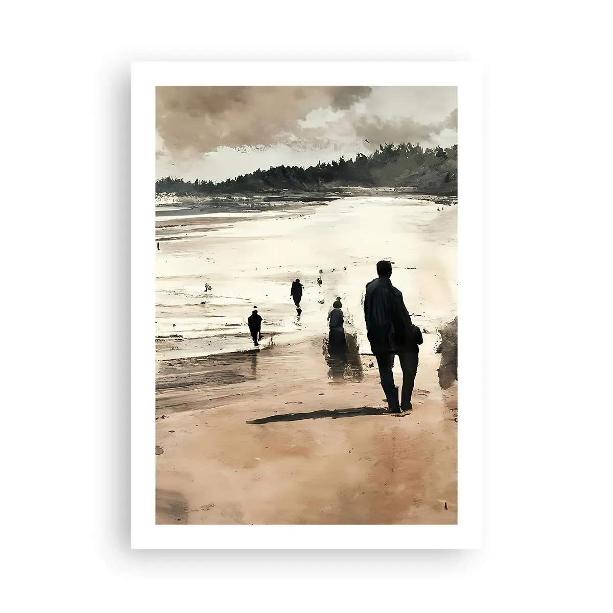Poster - Ein Strandspaziergang in nostalgischen Farben - 50x70cm - Einberufen - Moderne Wanddekoration für Wohnzimmer und Schlafzimmer ARTTOR