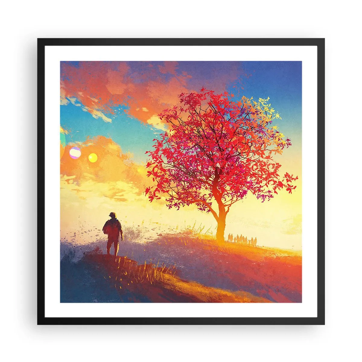 Poster in einem schwarzem Rahmen - Pilger am Ziel - 60x60 cm