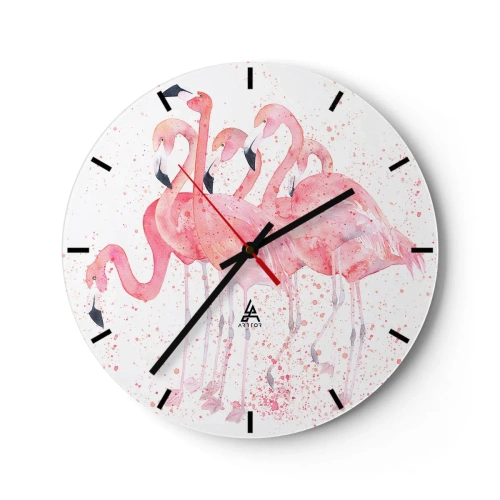 Wanduhr - Glasuhr - Rosa Ensemble - 40x40 cm