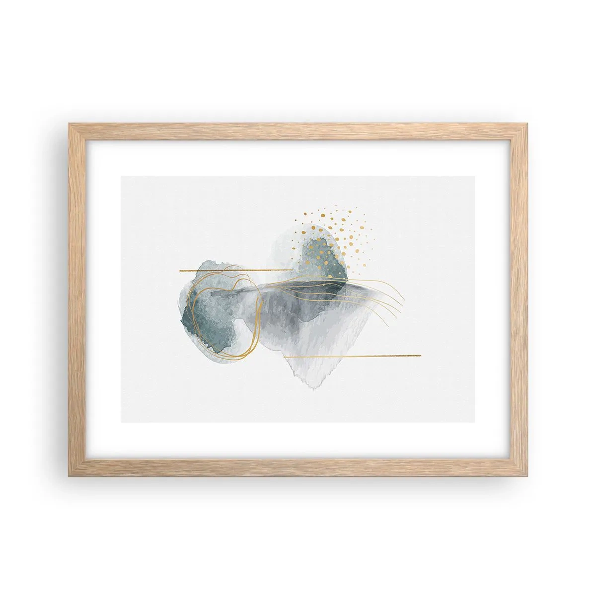 Poster in einem Rahmen aus heller Eiche - Über das Verhältnis von Grau und Gold - 40x30 cm