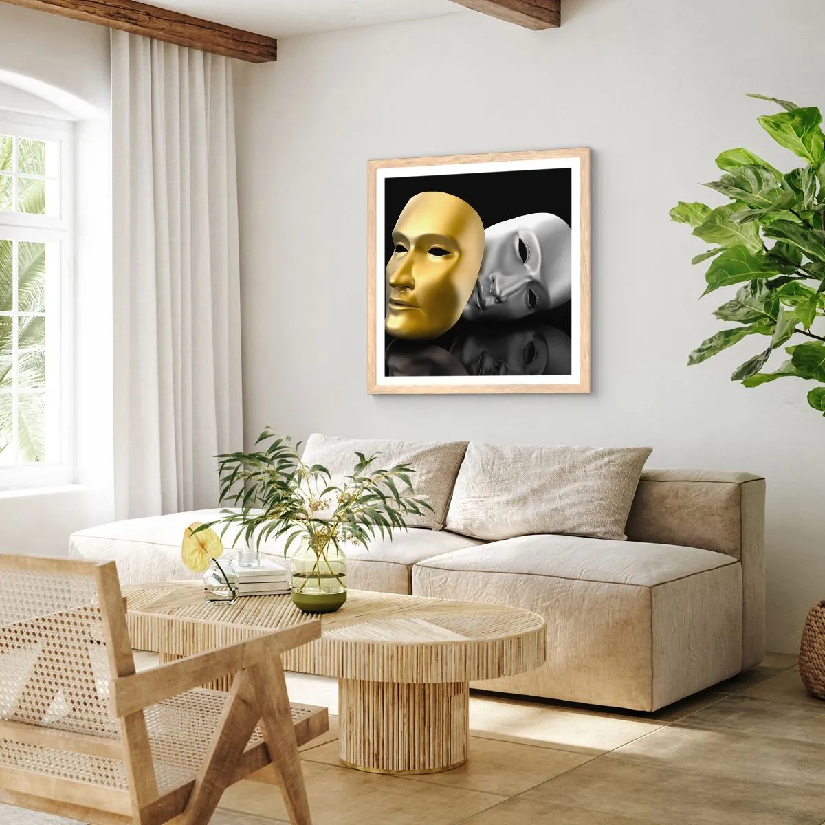 Poster in einem Rahmen aus heller Eiche - Das Leben ist wie ein Theater - 40x40 cm