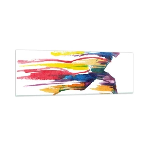 Glasbild - Bild auf glas - Über den Regenbogen laufen - 90x30 cm