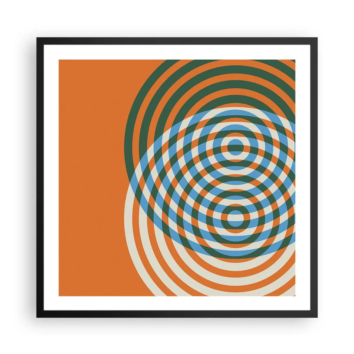 Poster in einem schwarzem Rahmen - Abstrakte kreisförmige Variation - 60x60 cm