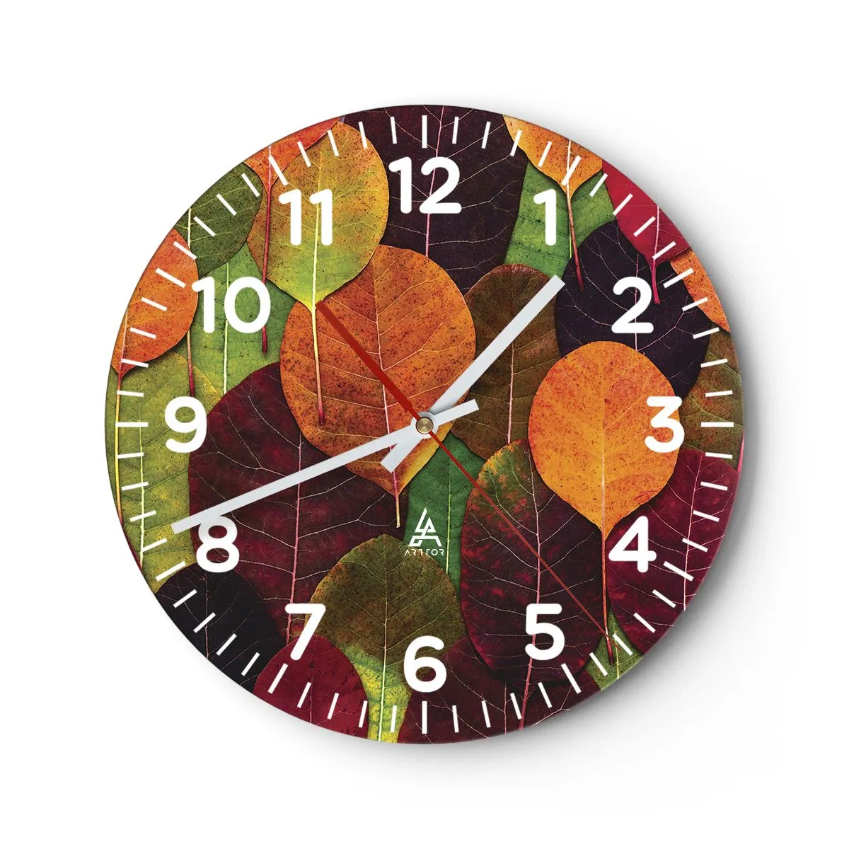 Wanduhr - Glasuhr - Herbstmosaik - 30x30 cm
