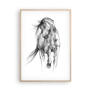 Poster in einem Rahmen aus heller Eiche - Im anmutigen Trab - 70x100 cm