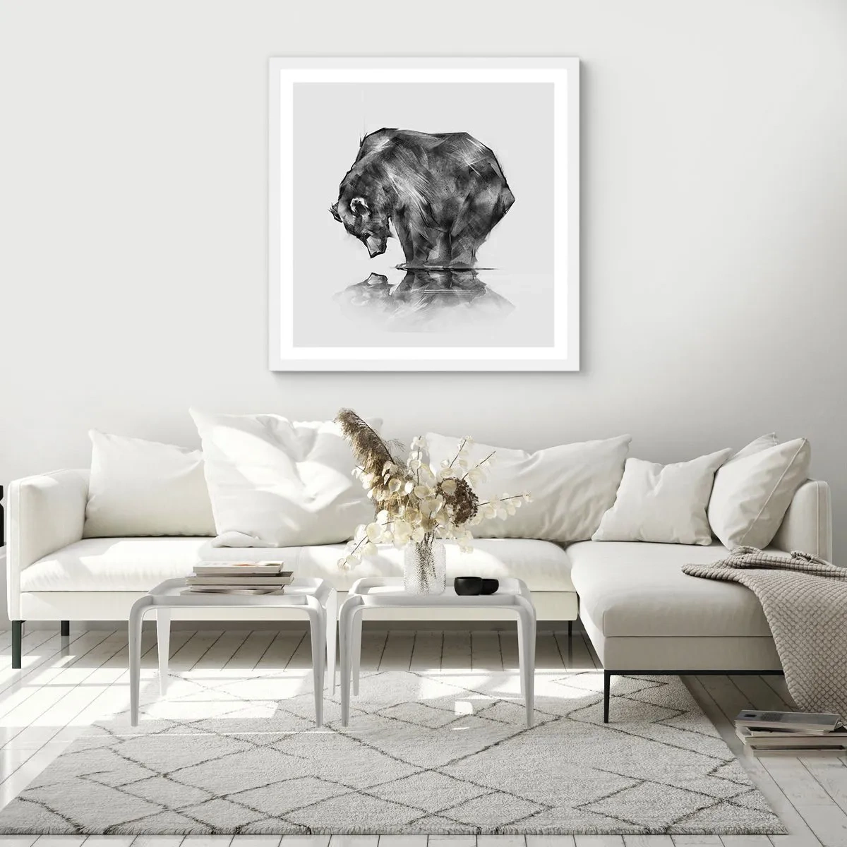 Poster in einem weißen Rahmen - Schön, jemanden in der Nähe zu sehen - 60x60 cm