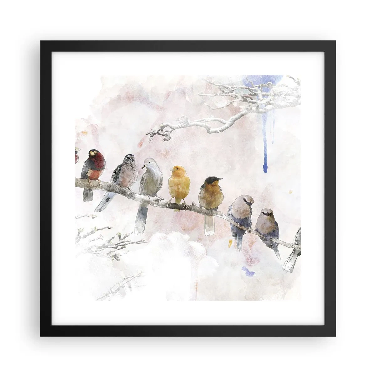 Poster in einem schwarzem Rahmen - Geflügeltes Treffen - 40x40 cm