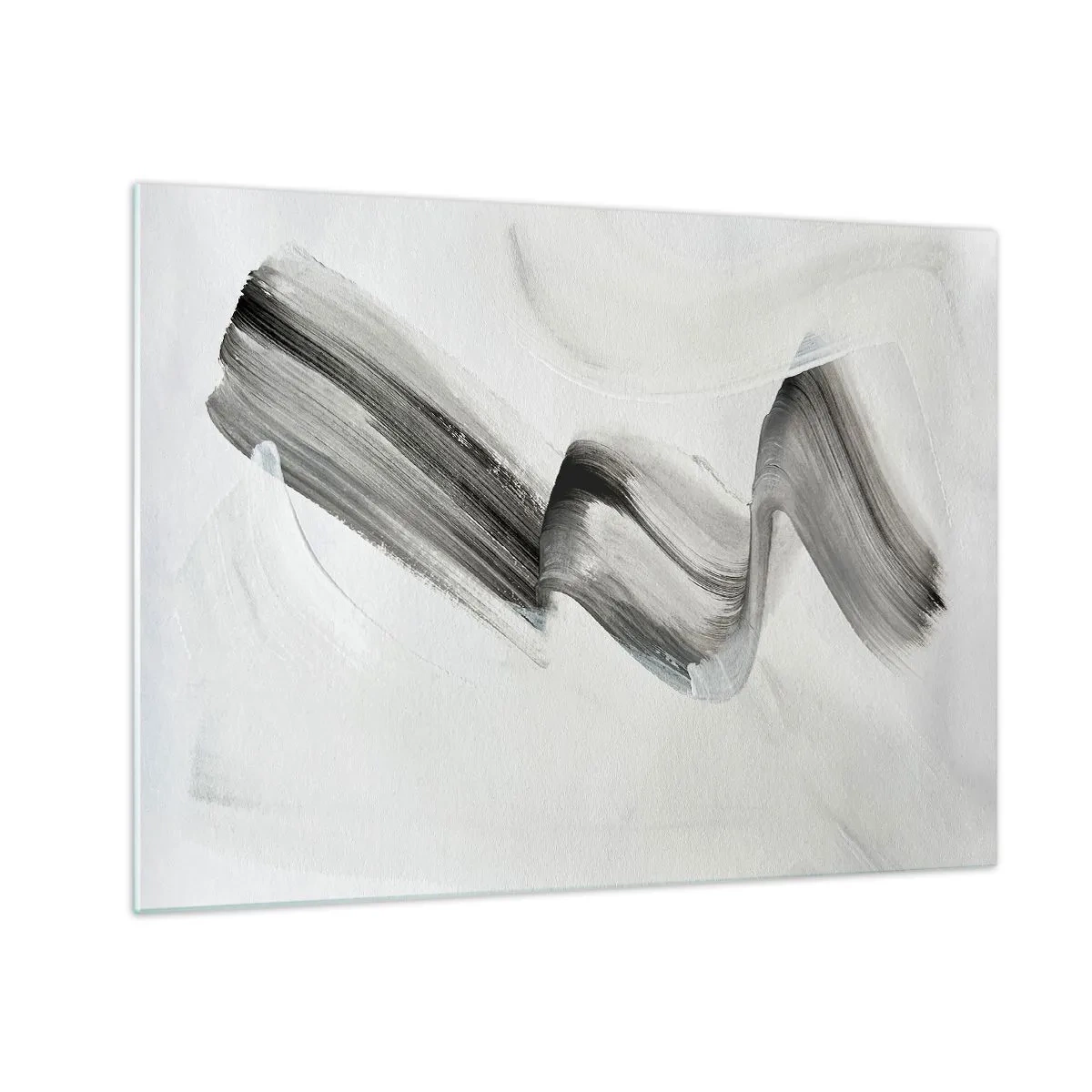 Glasbild - Bild auf glas - Grauer abstrakter Pinselstrich auf hellem Hintergrund - 70x50cm - Lässig zum Spaß - Moderne Wanddekoration für Wohnzimmer und Schlafzimmer ARTTOR