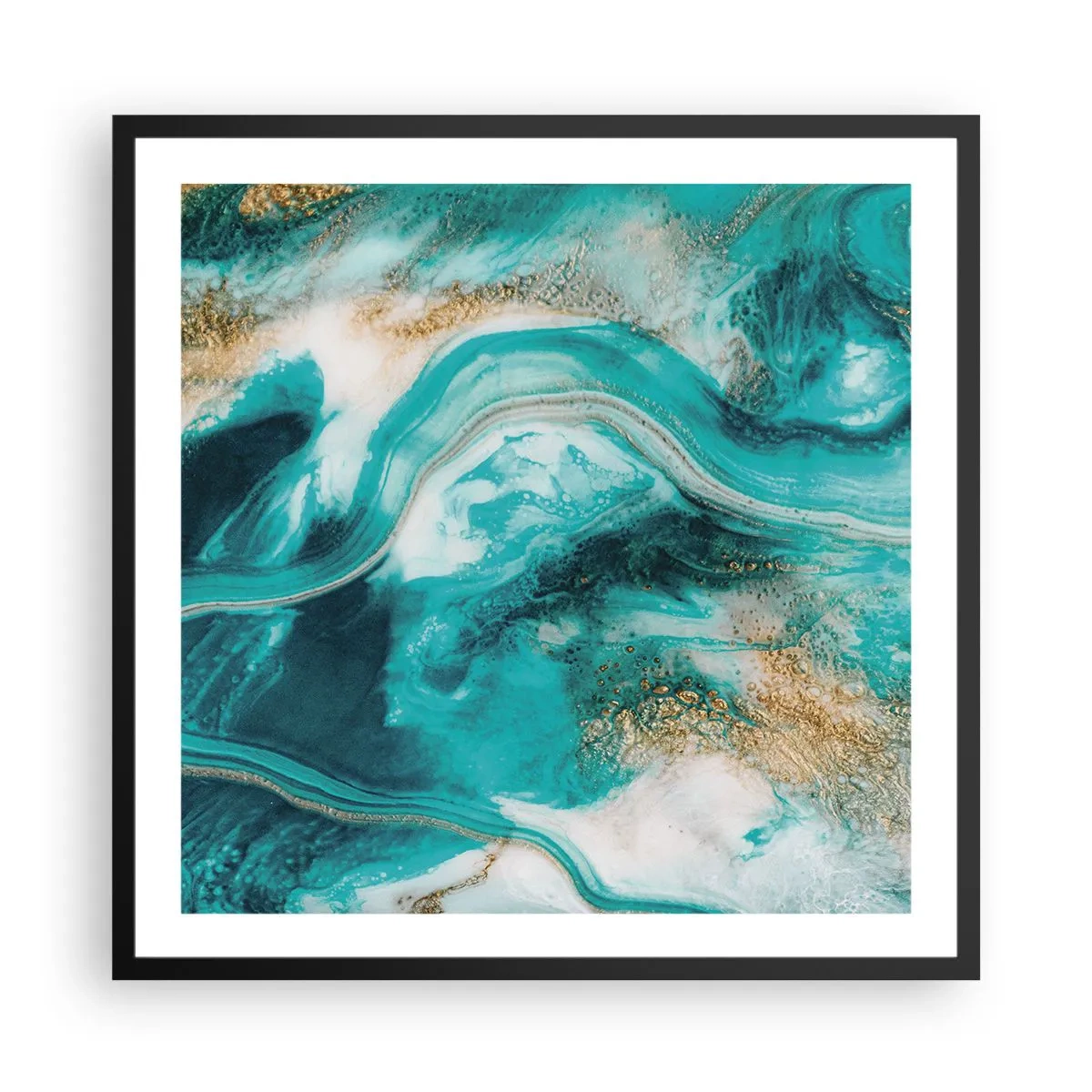 Poster in einem schwarzem Rahmen - Der Fluss aus Gold - 60x60 cm