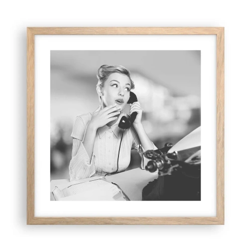 Poster in einem Rahmen aus heller Eiche - Hallo, wir sind in den 1950er Jahren. - 40x40 cm