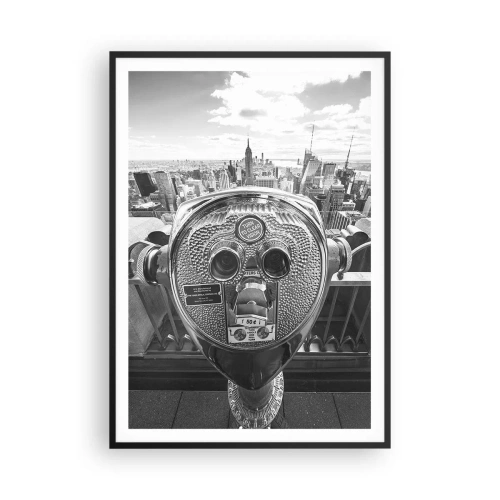 Poster in einem schwarzem Rahmen - Stadt über den Städten - 70x100 cm