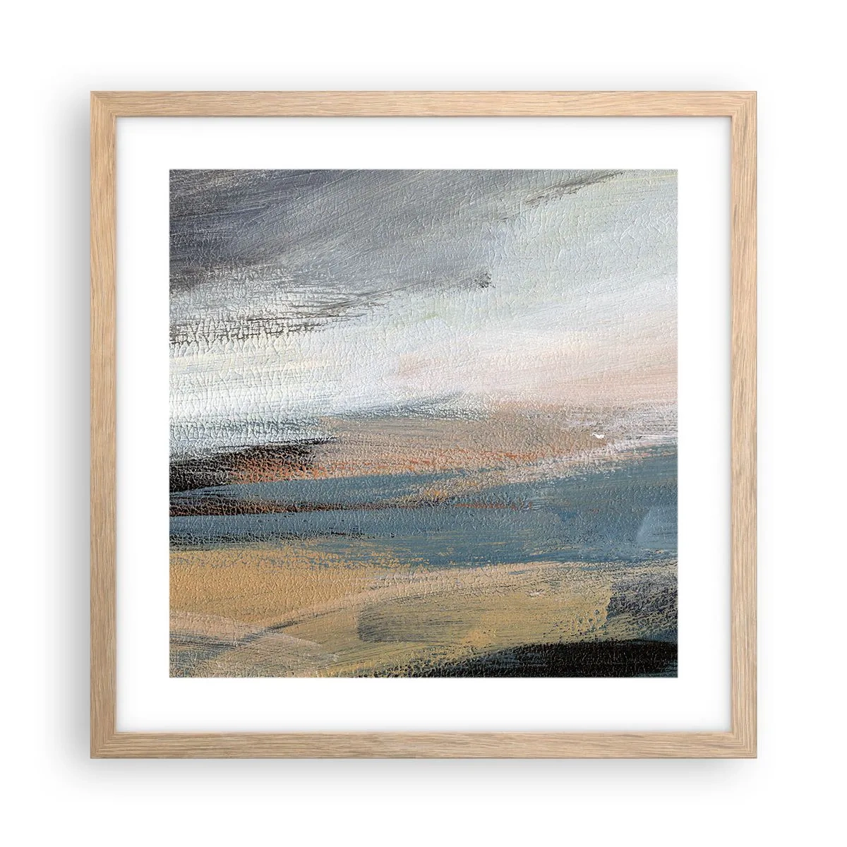Poster in einem Rahmen aus heller Eiche - Abstraktion: nördliche Landschaft - 40x40 cm