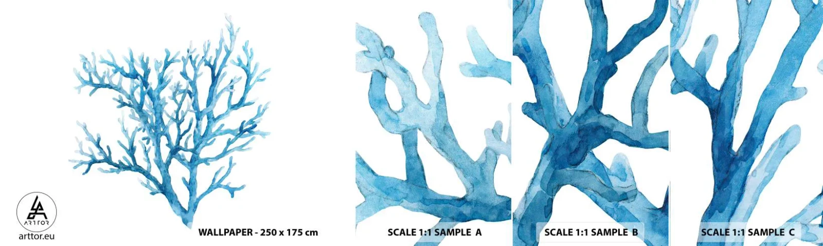 Fototapeten Muster Selbstklebend Deluxe Sticker - Nautisches Filigran - Koralle, Strand, Minimalistisch - 100x30 cm