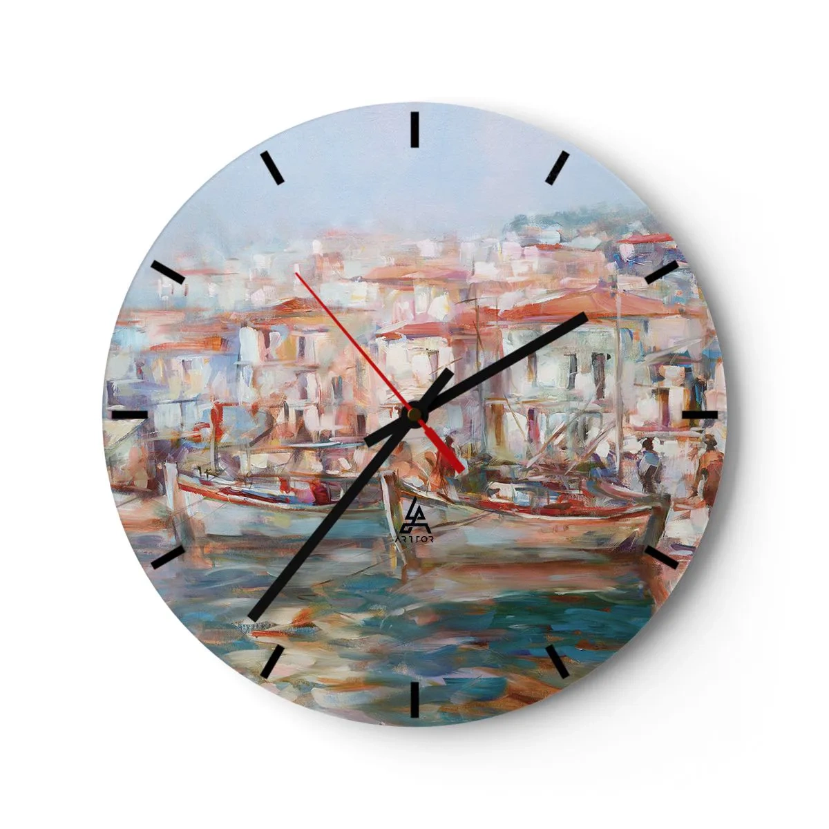Wanduhr - Glasuhr - Pastell-Sommerferien - 40x40 cm
