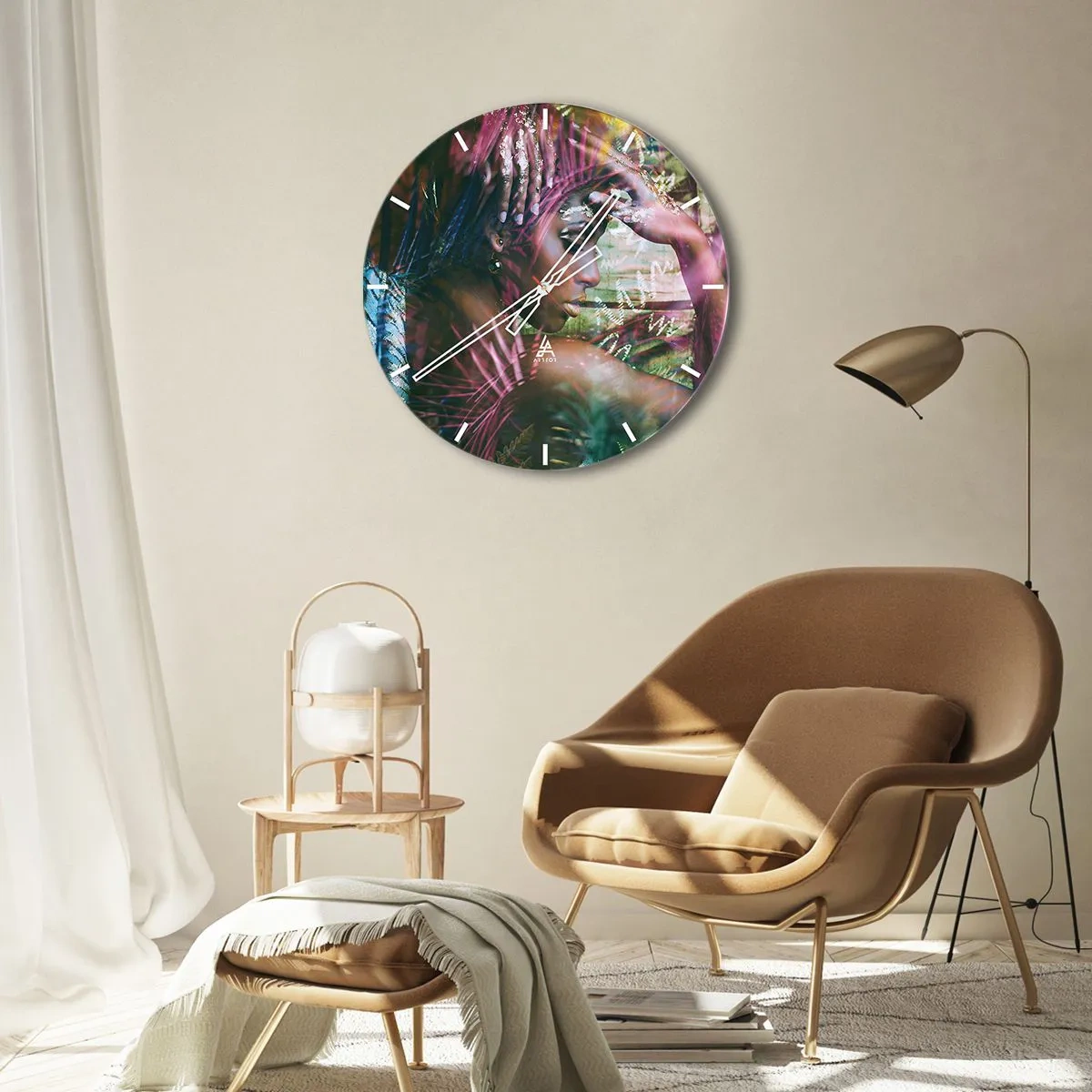 Wanduhr - Glasuhr - Mutter Natur im Dschungel - 40x40 cm