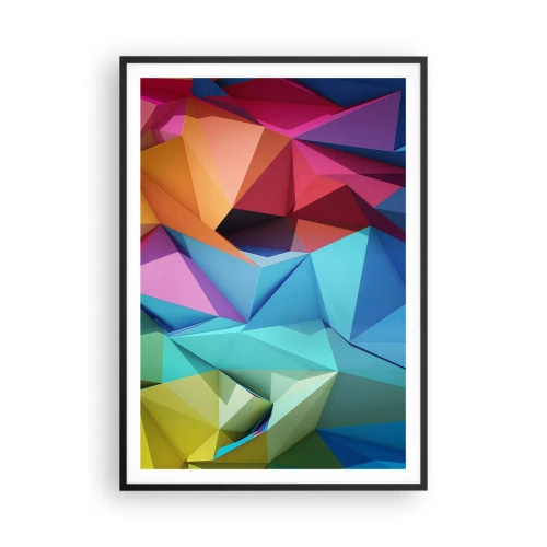 Poster in einem schwarzem Rahmen - Regenbogen-Origami - 70x100 cm