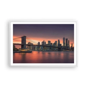 Poster in einem weißen Rahmen - Eingetaucht in lila Stille - 91x61 cm