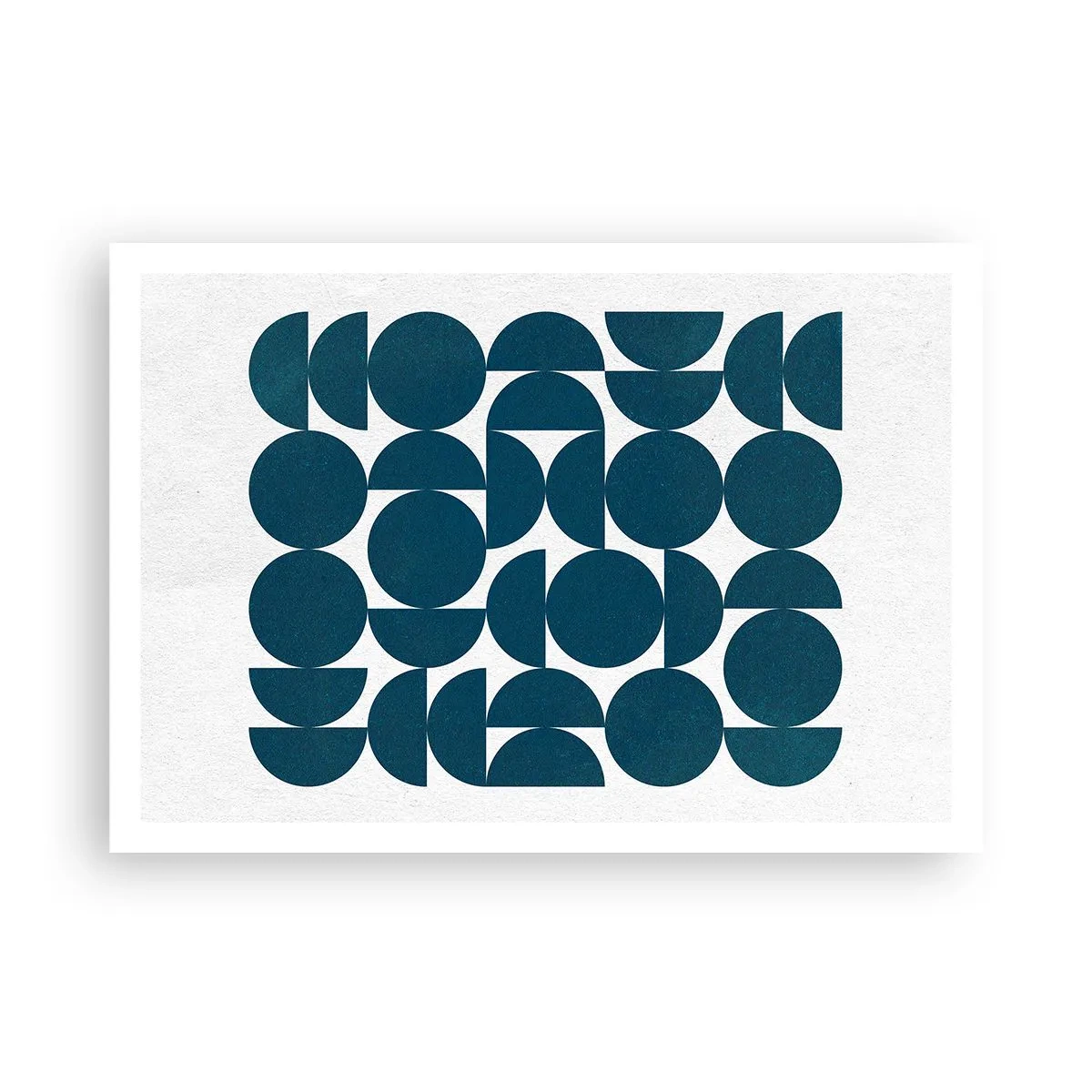 Poster - Geometrische Formen in Marineblautönen auf weißem Hintergrund - 100x70cm - Kreise und Halbkreise - Moderne Wanddekoration für Wohnzimmer und Schlafzimmer ARTTOR