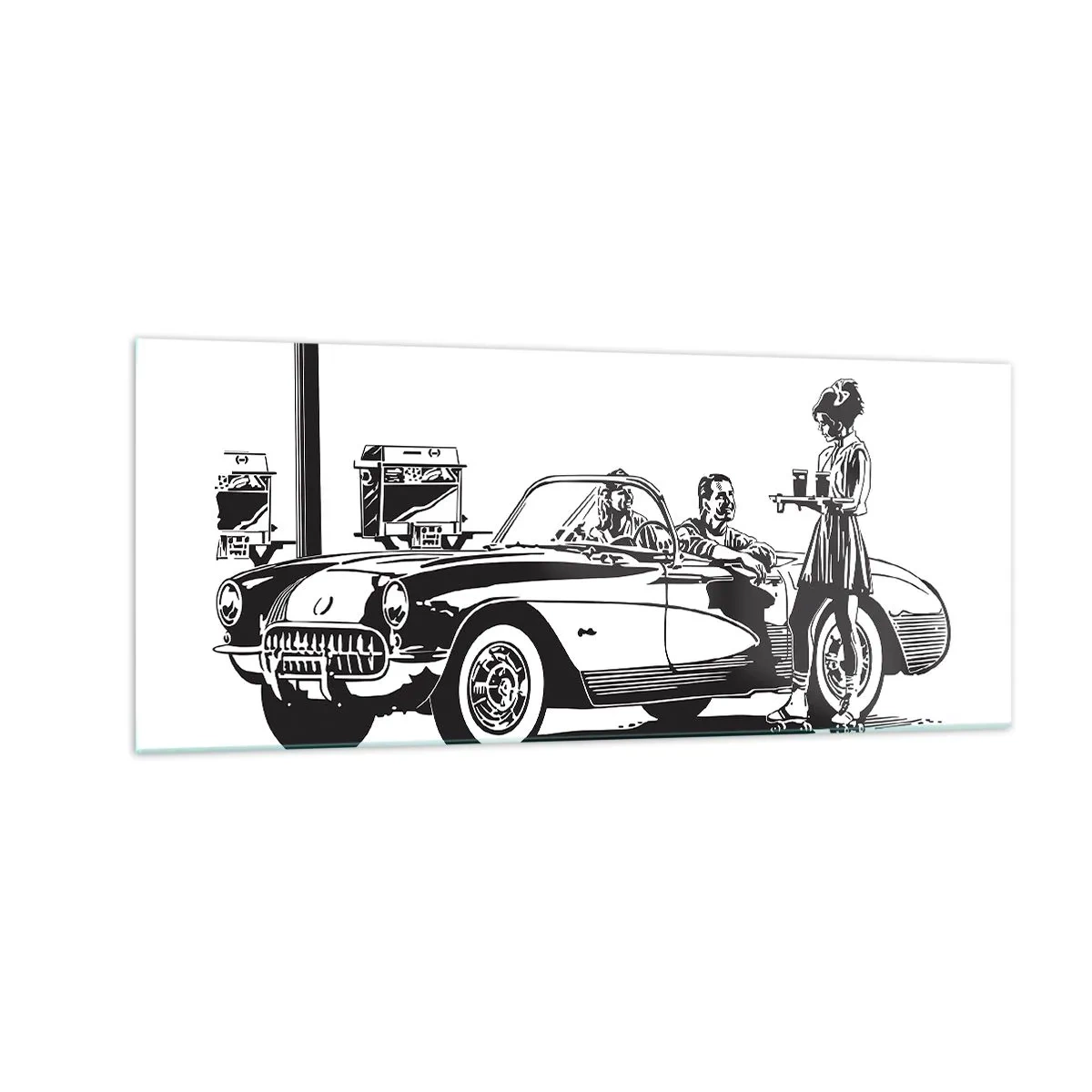 Glasbild - Bild auf glas - 60. - unbeschwertes Amerika - 100x40 cm