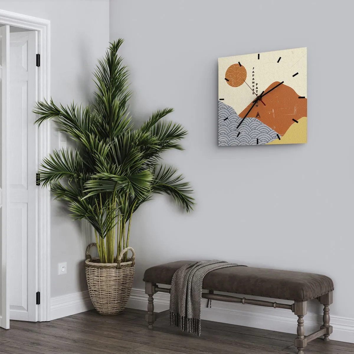 Wanduhr - Glasuhr - Im japanischen Geist - 30x30 cm