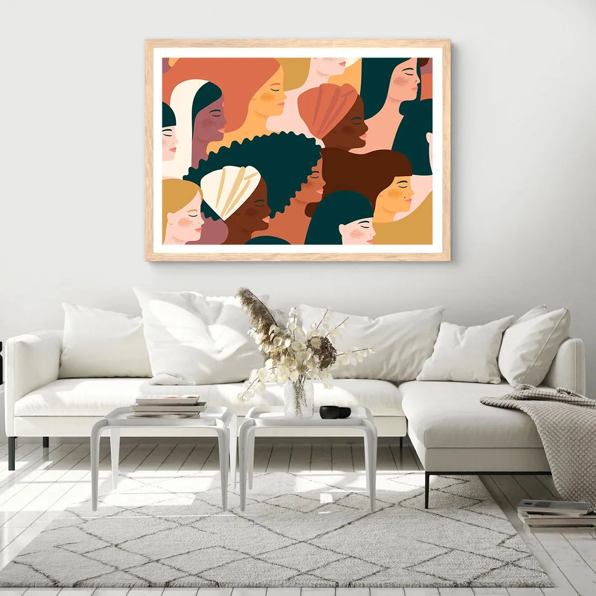 Poster in einem Rahmen aus heller Eiche - Nur Weiblichkeit - 70x50 cm