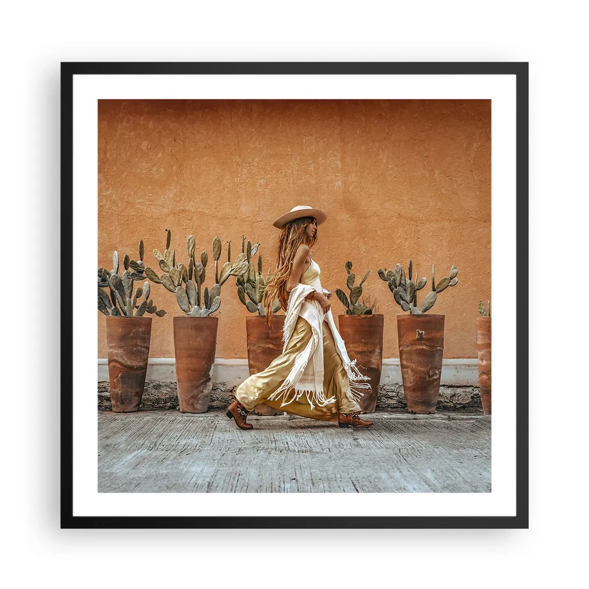 Poster in einem schwarzem Rahmen - Hippie-Stil - 60x60 cm