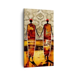 Bild auf Leinwand - Leinwandbild - Ethnische Zusammensetzung in den Farben Afrikas - 45x80 cm